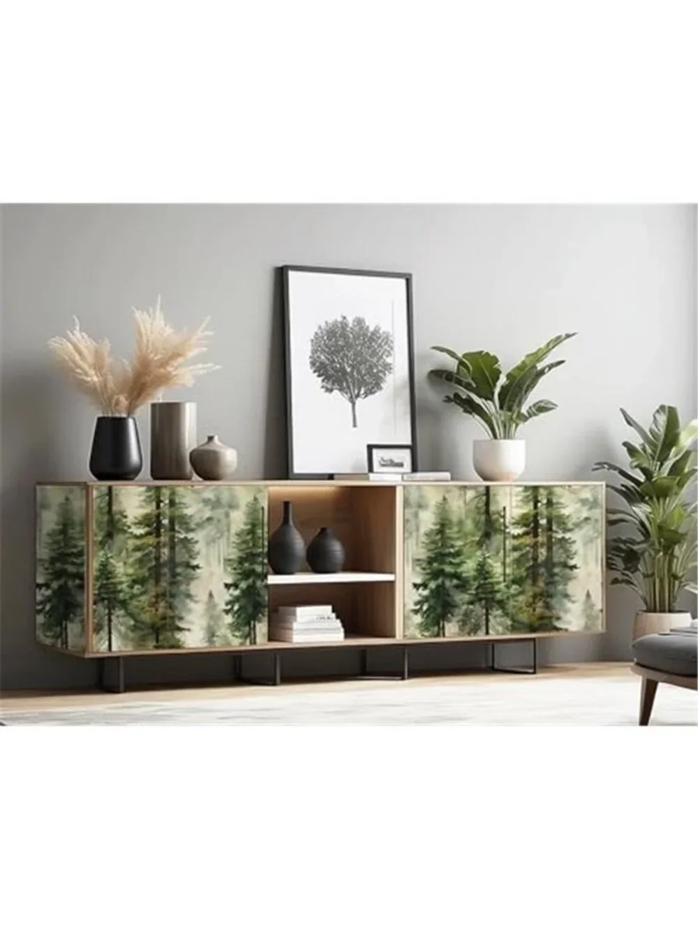 Misty Forest Peel Stick Wallpaper Green Self Adhesive Wall Mural Contact Paper